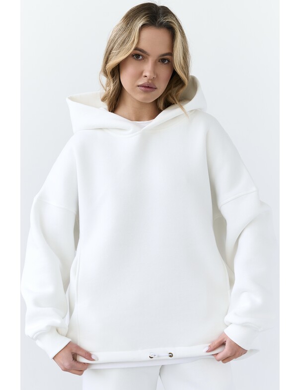 Унісекс оверсайз худі з рельєфами на стяжках на флісі