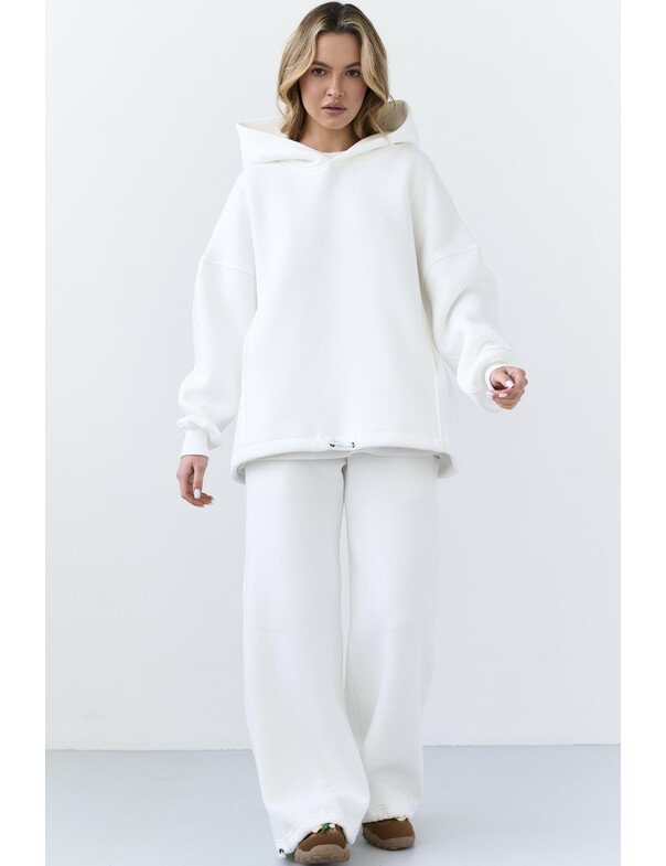 Унисекс оверсайз худи с рельефами на стяжках на флисе