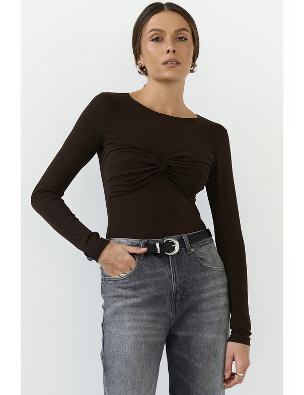 Лонгслів з драпіруванням по ліфу