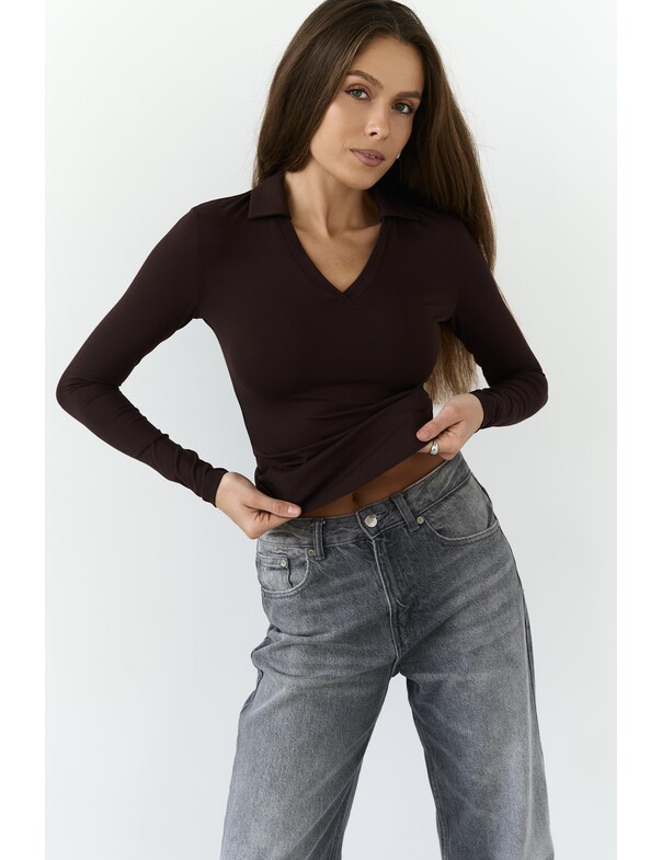 Лонгслів приталений з воротніком