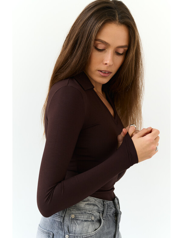 Лонгслів приталений з воротніком