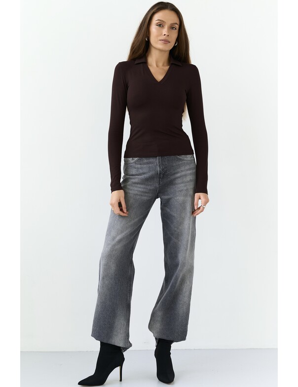 Лонгслів приталений з воротніком