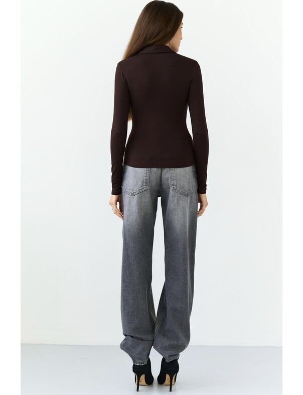 Лонгслів приталений з воротніком