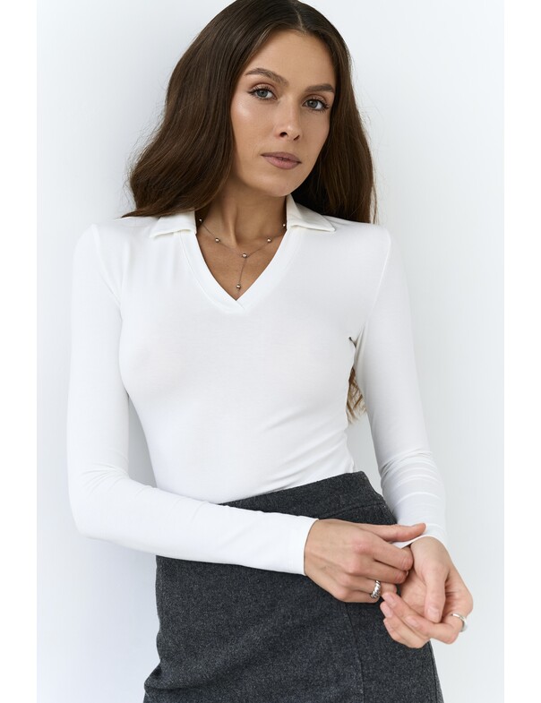 Лонгслів приталений з воротніком