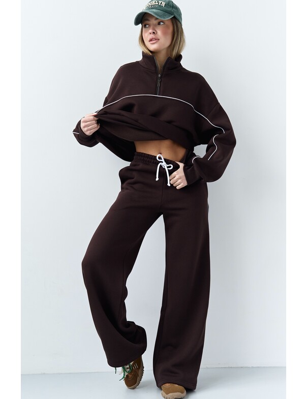 Штани з кантами на флісі