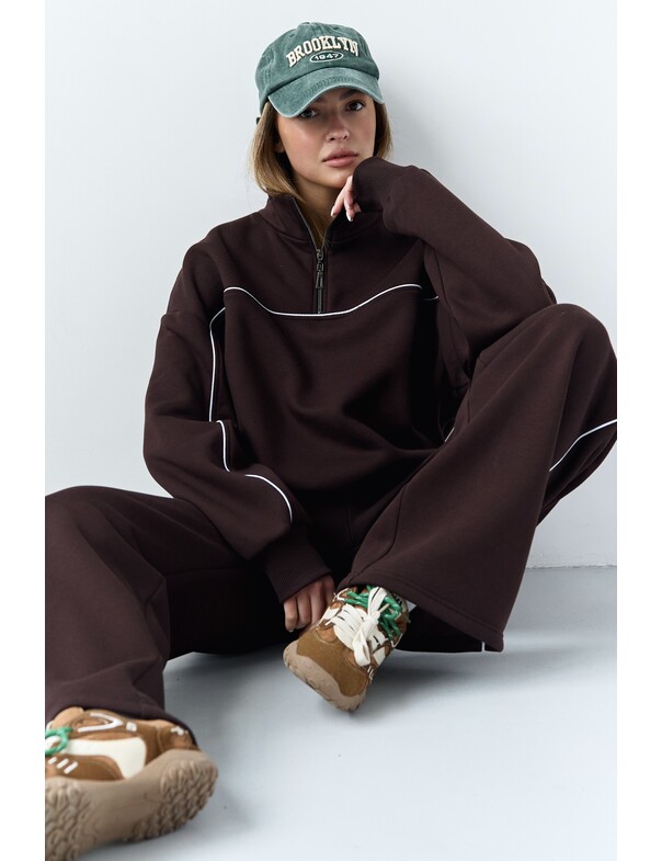 Штани з кантами на флісі