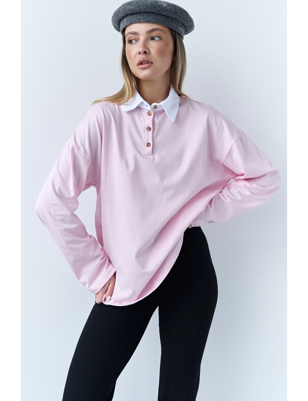 Лонгслив оверсайз с воротником