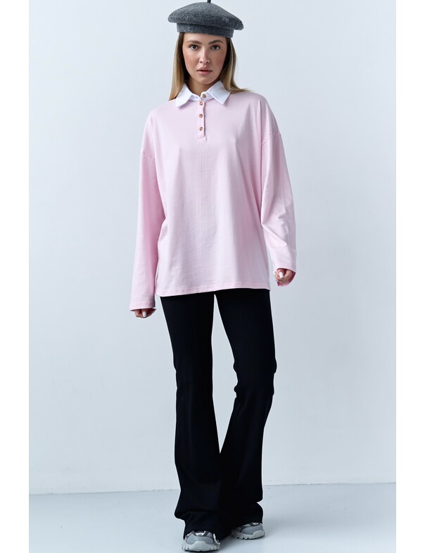 Лонгслів оверсайз з коміром