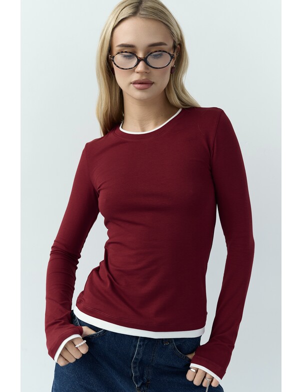 Жіночий приталений двошаровий лонгслів