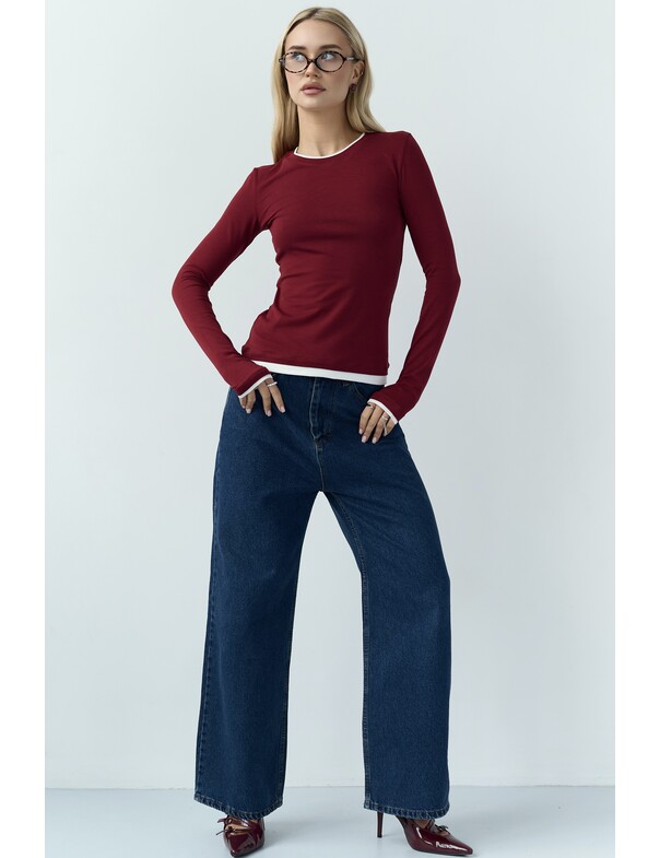 Жіночий приталений двошаровий лонгслів