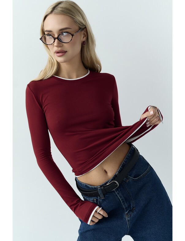 Жіночий приталений двошаровий лонгслів