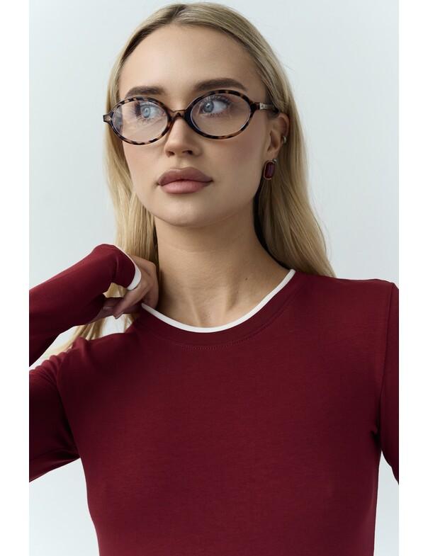 Женский приталенный двошаровий лонгслив