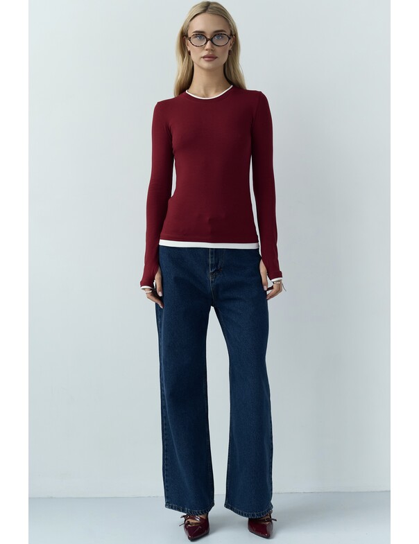 Жіночий приталений двошаровий лонгслів