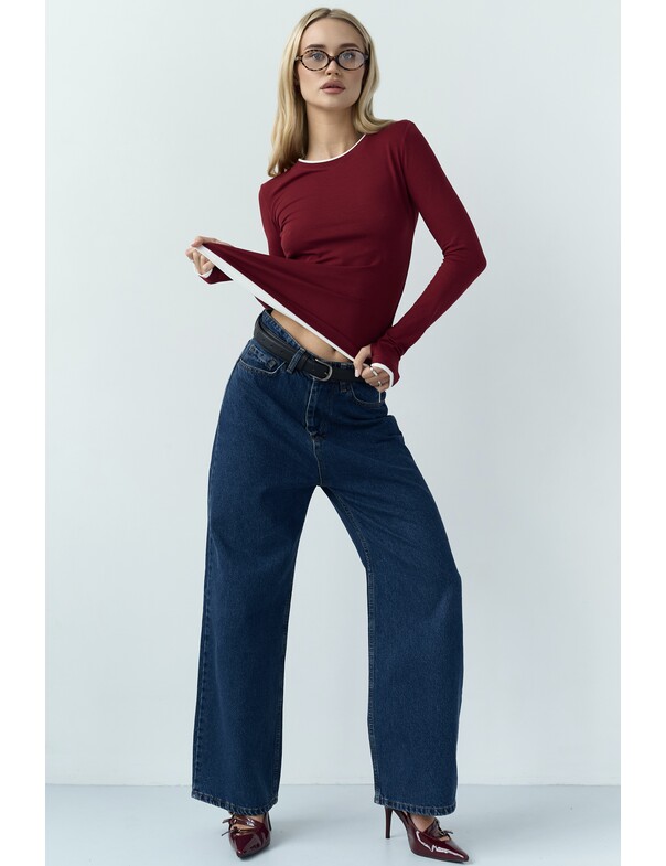 Жіночий приталений двошаровий лонгслів