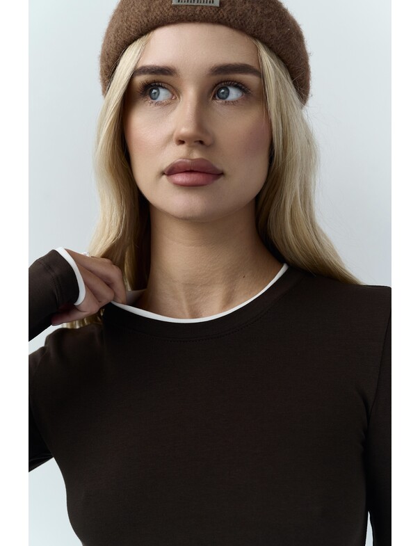 Женский приталенный двошаровий лонгслив