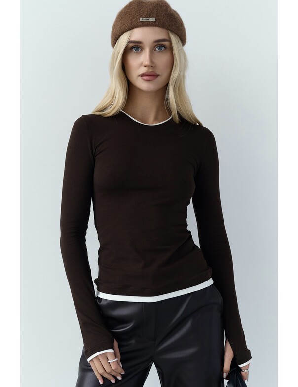 Женский приталенный двошаровий лонгслив