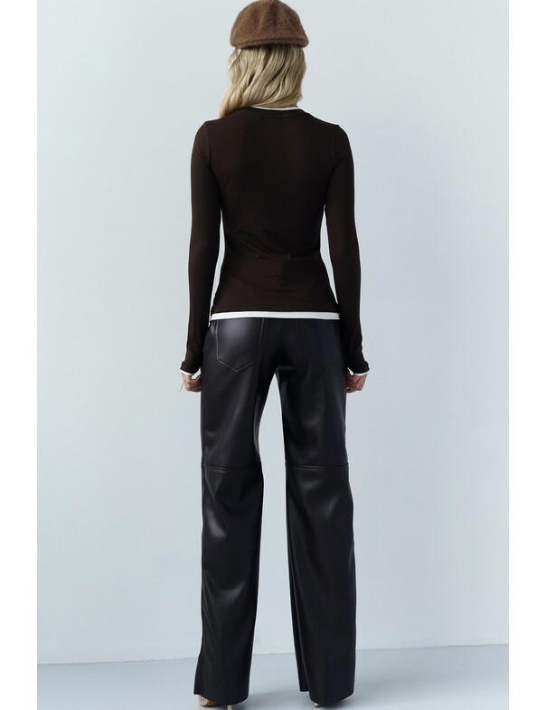 Женский приталенный двошаровий лонгслив