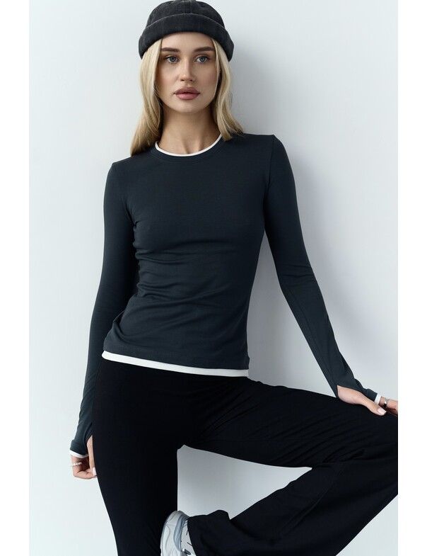 Жіночий приталений двошаровий лонгслів