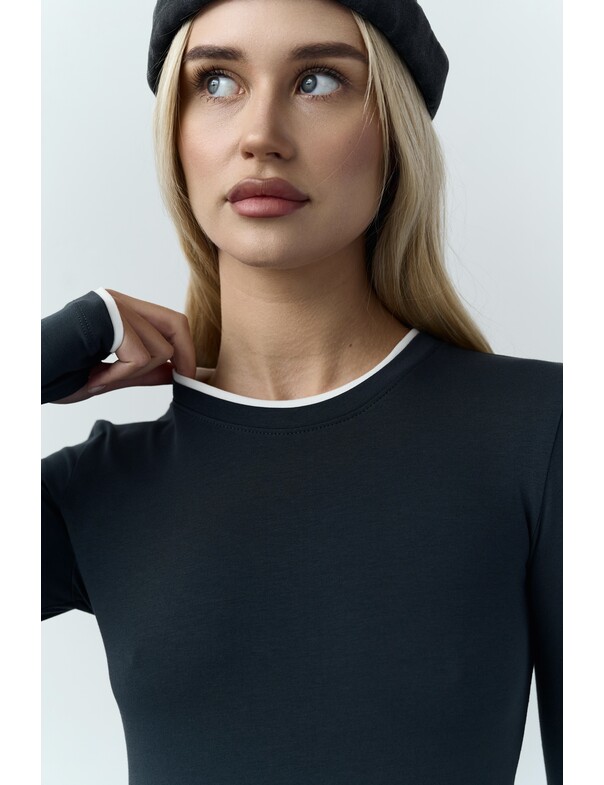 Женский приталенный двошаровий лонгслив