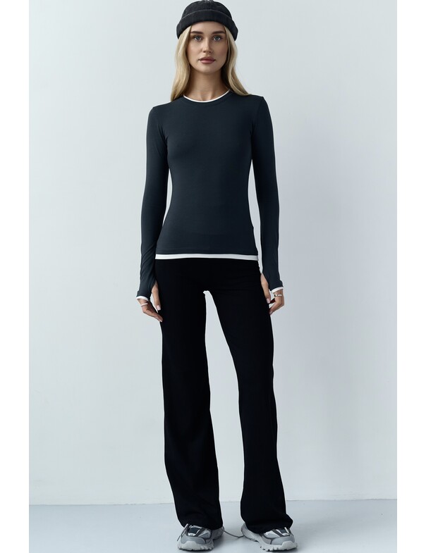 Женский приталенный двошаровий лонгслив