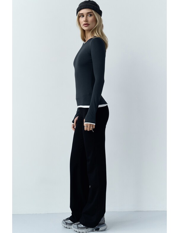 Женский приталенный двошаровий лонгслив