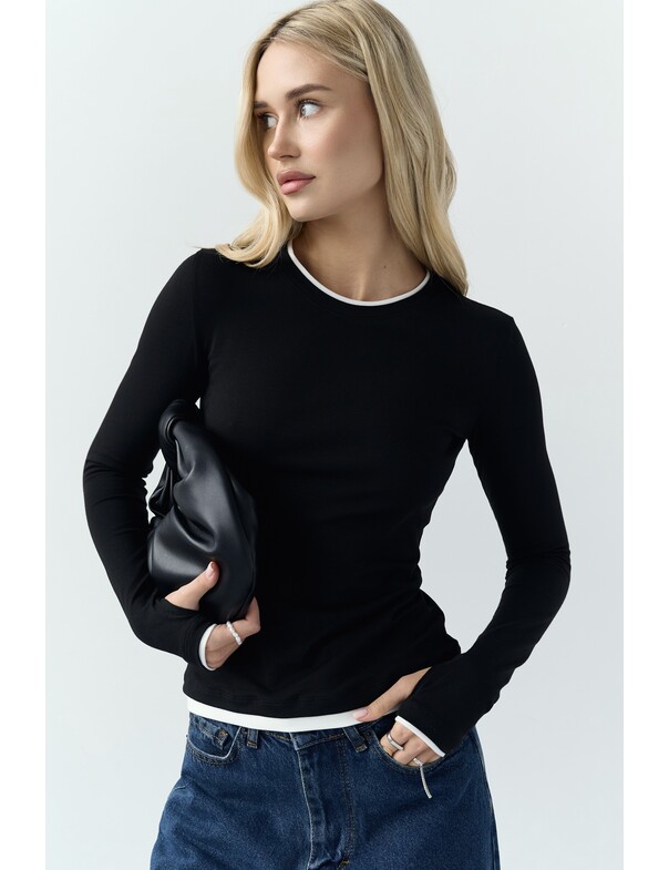 Женский приталенный двошаровий лонгслив