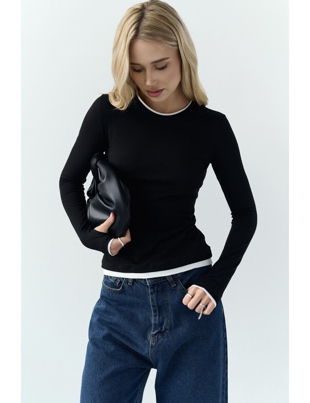 Женский приталенный двошаровий лонгслив