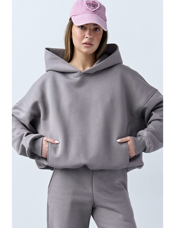 Оверсайз худі зі стяжками на мікрофлісі