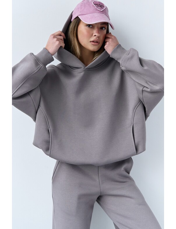 Оверсайз худі зі стяжками на мікрофлісі