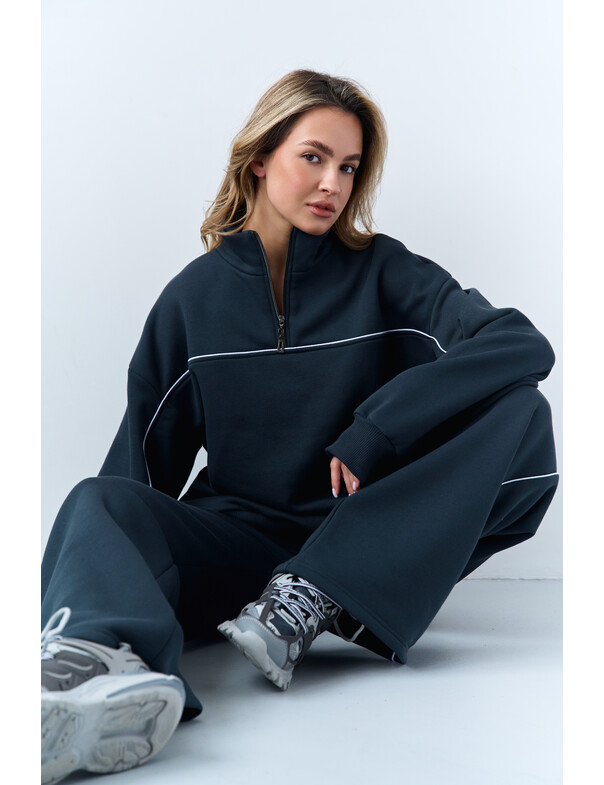 Штани з кантами на флісі