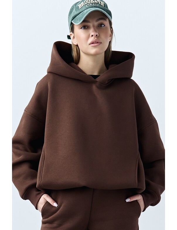 Унісекс оверсайз худі з рельєфами на стяжках на флісі