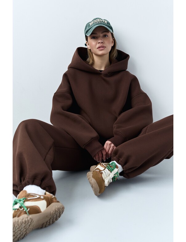 Унисекс оверсайз худи с рельефами на стяжках на флисе