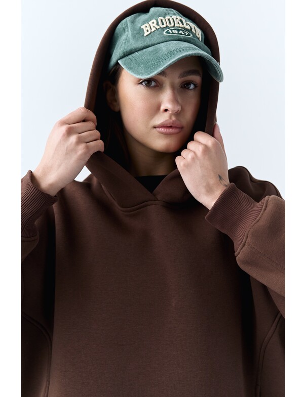 Унісекс оверсайз худі з рельєфами на стяжках на флісі