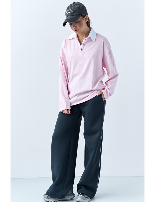 Лонгслив оверсайз с воротником