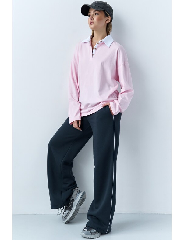 Лонгслів оверсайз з коміром