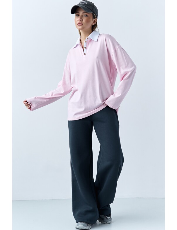 Лонгслів оверсайз з коміром