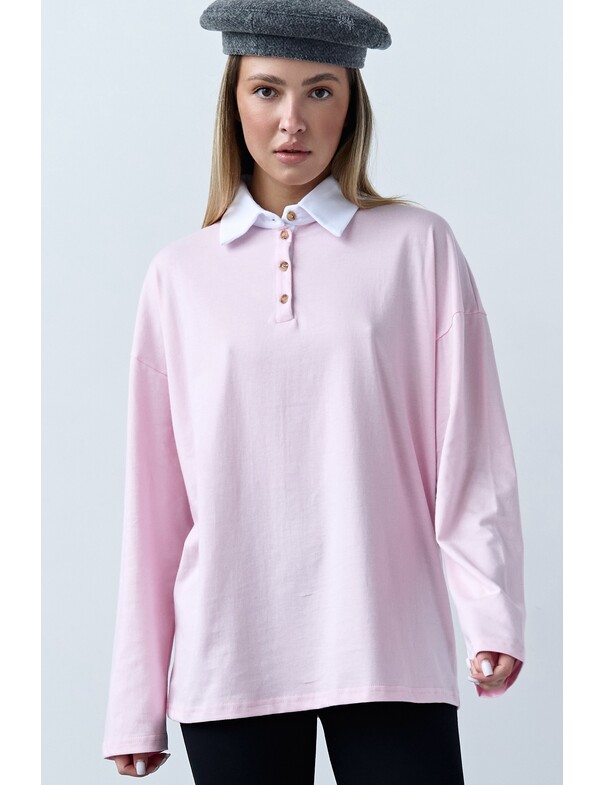 Лонгслив оверсайз с воротником