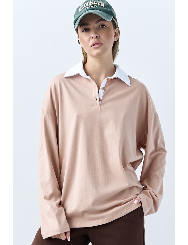 Лонгслів оверсайз з коміром