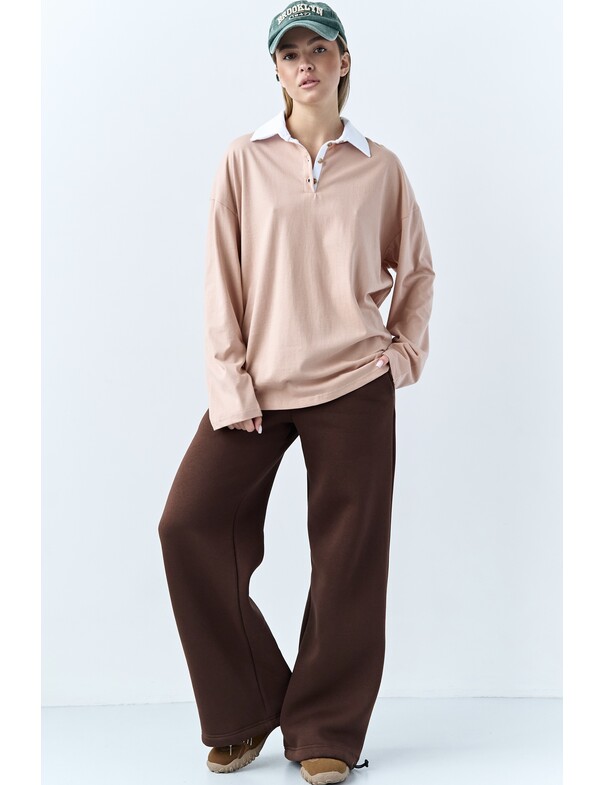 Лонгслив оверсайз с воротником