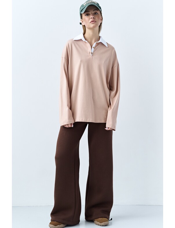 Лонгслів оверсайз з коміром