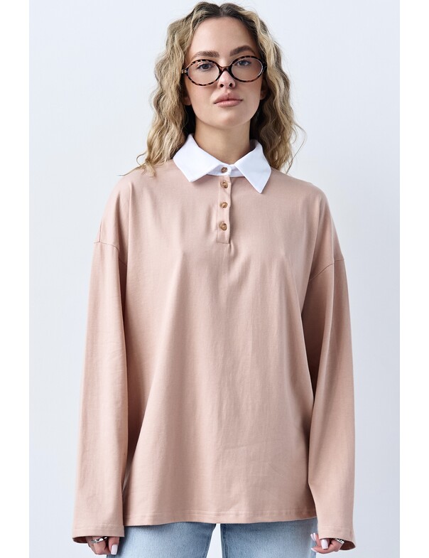 Лонгслів оверсайз з коміром