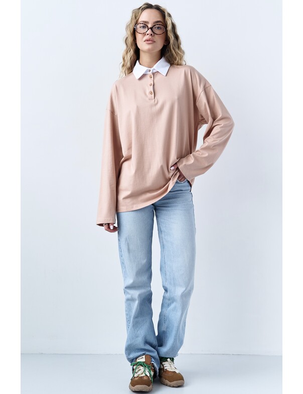 Лонгслив оверсайз с воротником