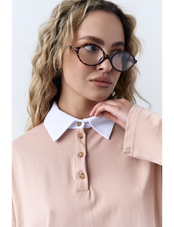 Лонгслив оверсайз с воротником