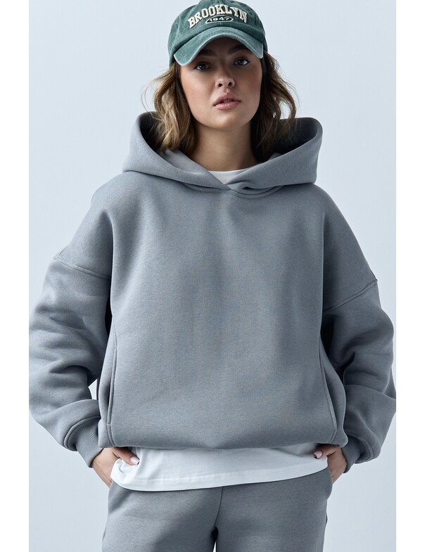 Унисекс оверсайз худи с рельефами на стяжках на флисе