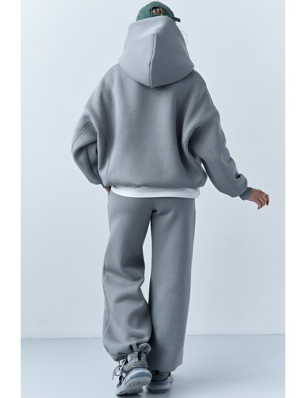 Унісекс оверсайз худі з рельєфами на стяжках на флісі