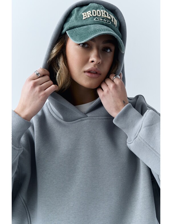 Унісекс оверсайз худі з рельєфами на стяжках на флісі