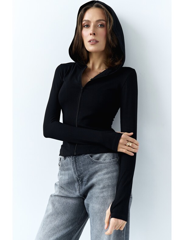 Лонгслив на молнии с капюшоном