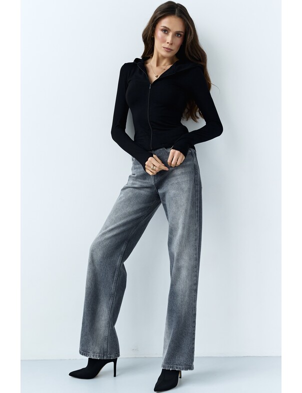 Лонгслів на блискавці з капюшоном