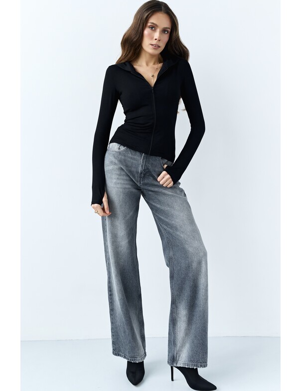 Лонгслив на молнии с капюшоном