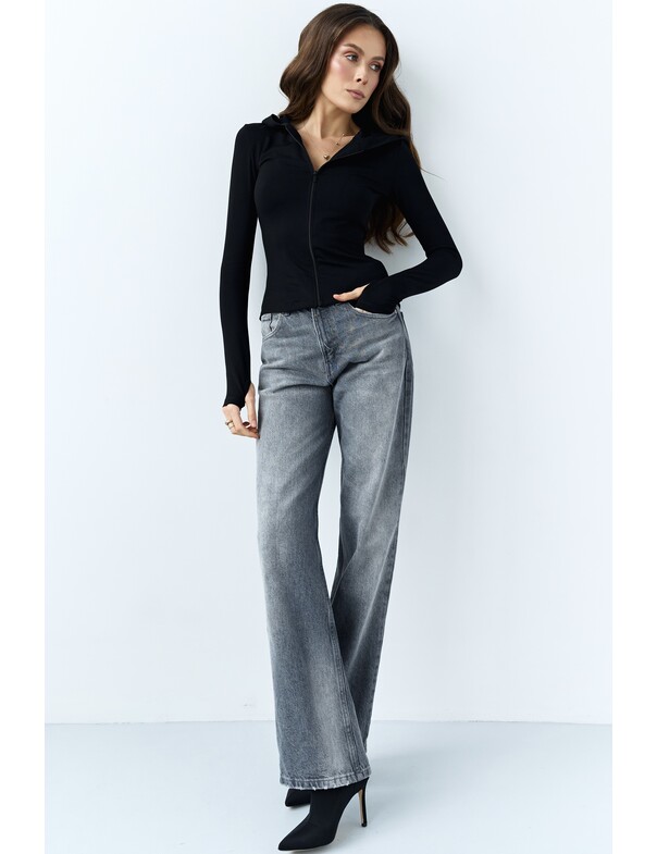 Лонгслив на молнии с капюшоном